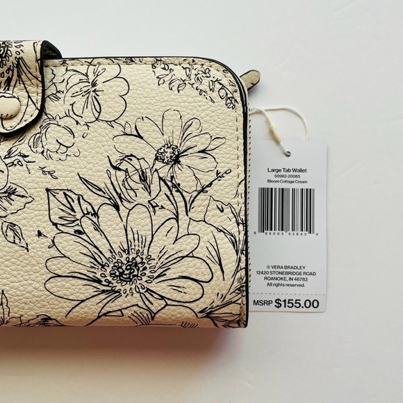 Vera Bradley Bloom Cottage Cream Large Tab Wallet - Picture 8 of 9